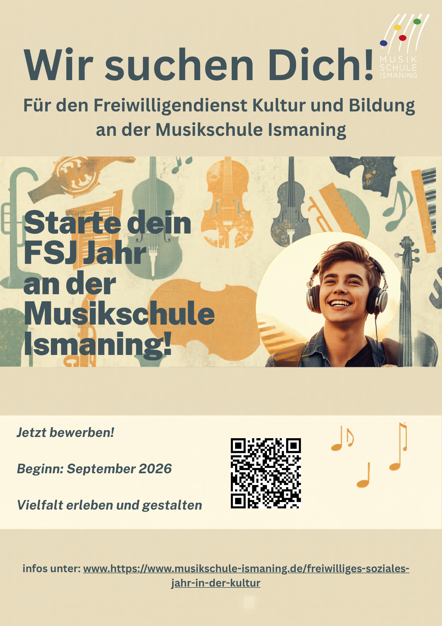 Jetzt bewerben www.musikschule-ismaning.de Beginn September 2026 Vielfalt erleben und gestalten (2)